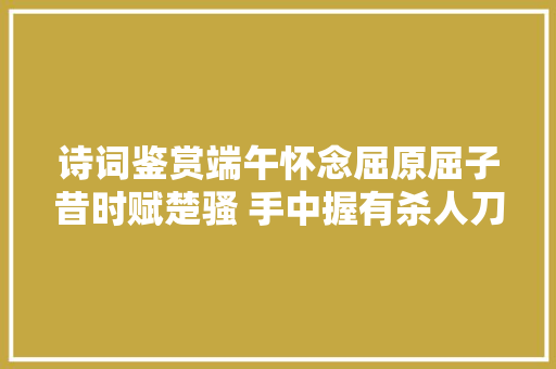 诗词鉴赏端午怀念屈原屈子昔时赋楚骚 手中握有杀人刀