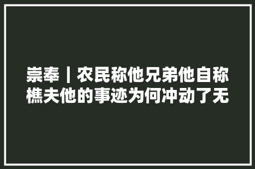 崇奉｜农民称他兄弟他自称樵夫他的事迹为何冲动了无数人
