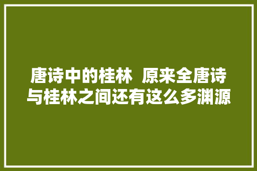 唐诗中的桂林 原来全唐诗与桂林之间还有这么多渊源 唐诗中的桂林 原来全唐诗与桂林之间还有这么多渊源