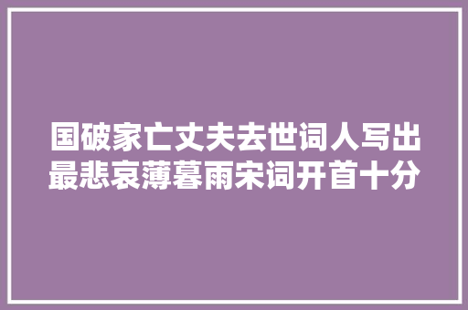 国破家亡丈夫去世词人写出最悲哀薄暮雨宋词开首十分特别
