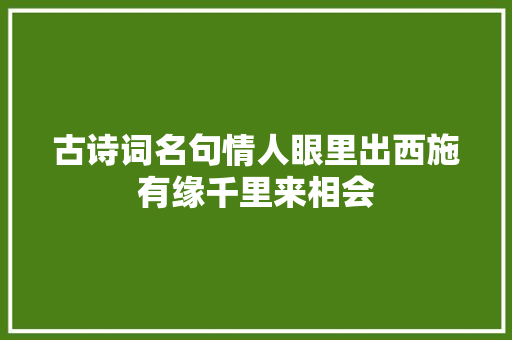 古诗词名句情人眼里出西施有缘千里来相会