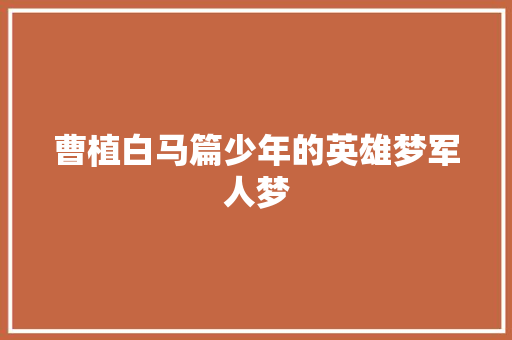 曹植白马篇少年的英雄梦军人梦