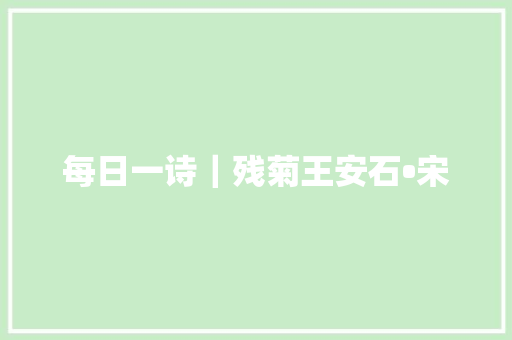 每日一诗｜残菊王安石•宋