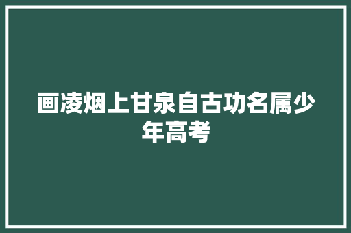 画凌烟上甘泉自古功名属少年高考