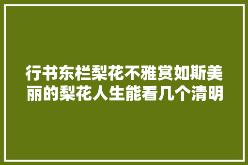 行书东栏梨花不雅赏如斯美丽的梨花人生能看几个清明呢