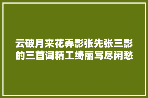 云破月来花弄影张先张三影的三首词精工绮丽写尽闲愁万种