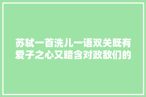 苏轼一首洗儿一语双关既有爱子之心又暗含对政敌们的嘲讽