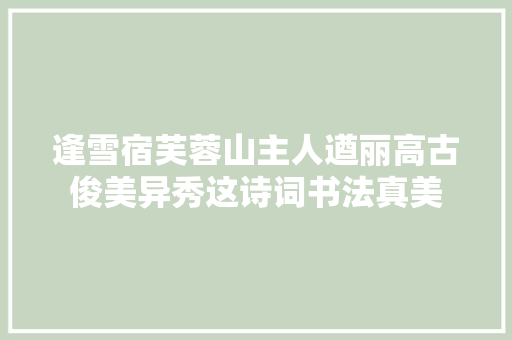 逢雪宿芙蓉山主人遒丽高古俊美异秀这诗词书法真美