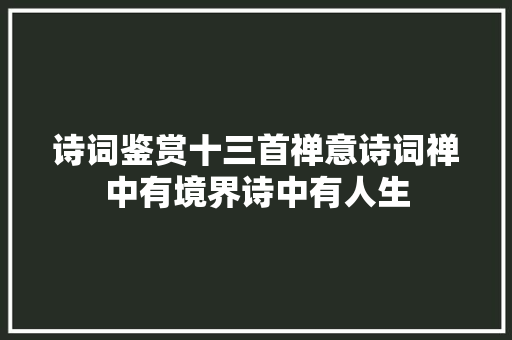 诗词鉴赏十三首禅意诗词禅中有境界诗中有人生