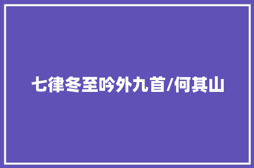 七律冬至吟外九首/何其山