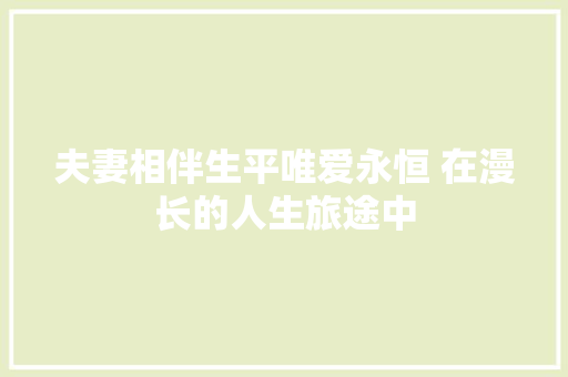 夫妻相伴生平唯爱永恒 在漫长的人生旅途中