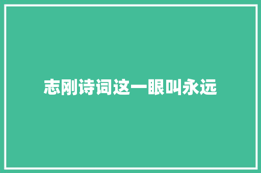 志刚诗词这一眼叫永远