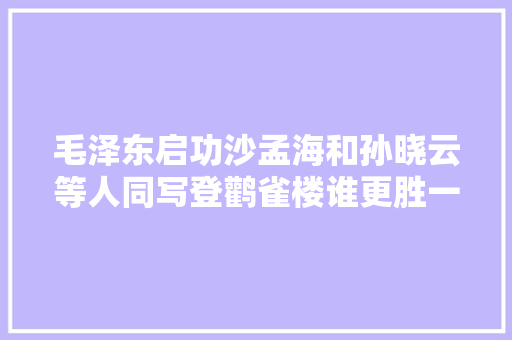 毛泽东启功沙孟海和孙晓云等人同写登鹳雀楼谁更胜一筹