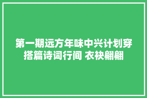 第一期远方年味中兴计划穿搭篇诗词行间 衣袂翩翩