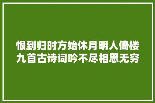 恨到归时方始休月明人倚楼九首古诗词吟不尽相思无穷极