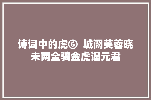 诗词中的虎⑥  城阙芙蓉晓未两全骑金虎谒元君