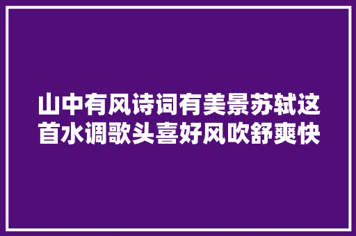 山中有风诗词有美景苏轼这首水调歌头喜好风吹舒爽快意
