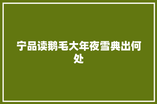 宁品读鹅毛大年夜雪典出何处