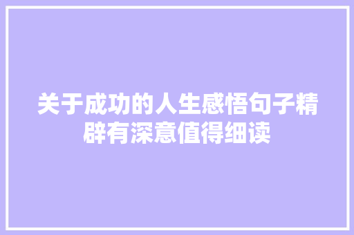 关于成功的人生感悟句子精辟有深意值得细读