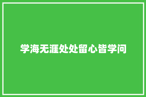 学海无涯处处留心皆学问