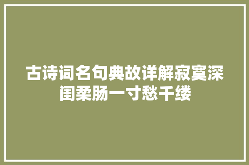 古诗词名句典故详解寂寞深闺柔肠一寸愁千缕