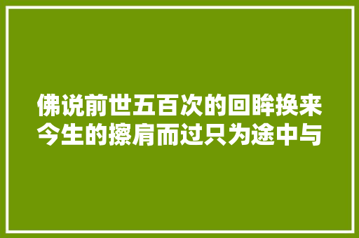 佛说前世五百次的回眸换来今生的擦肩而过只为途中与你相见
