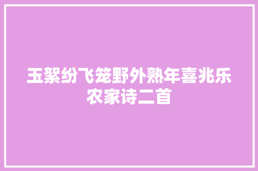 玉絮纷飞笼野外熟年喜兆乐农家诗二首