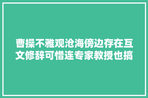 曹操不雅观沧海傍边存在互文修辞可惜连专家教授也搞错了