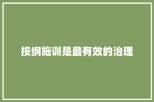 按纲施训是最有效的治理