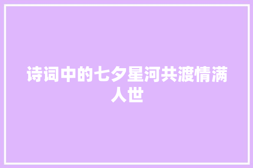 诗词中的七夕星河共渡情满人世