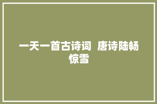 一天一首古诗词  唐诗陆畅惊雪