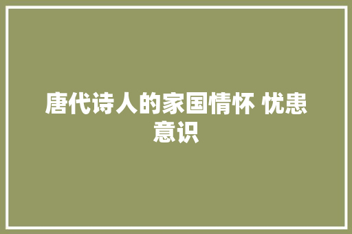 唐代诗人的家国情怀 忧患意识