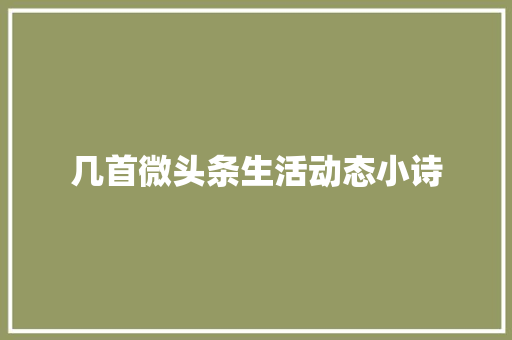 几首微头条生活动态小诗