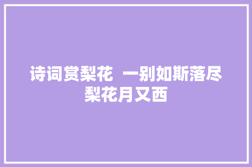 诗词赏梨花  一别如斯落尽梨花月又西