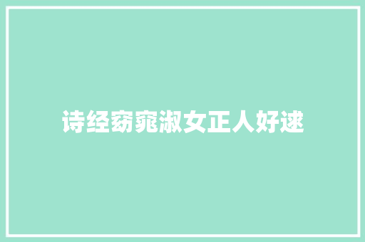 诗经窈窕淑女正人好逑