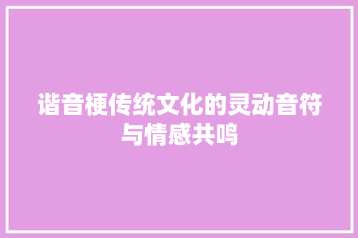 谐音梗传统文化的灵动音符与情感共鸣