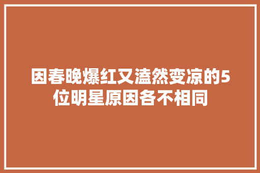 因春晚爆红又溘然变凉的5位明星原因各不相同