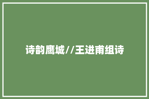 诗韵鹰城//王进甫组诗