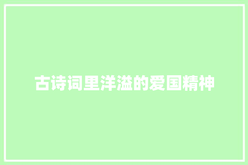 古诗词里洋溢的爱国精神
