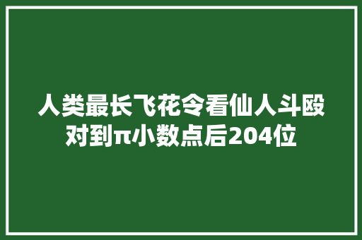 人类最长飞花令看仙人斗殴对到π小数点后204位
