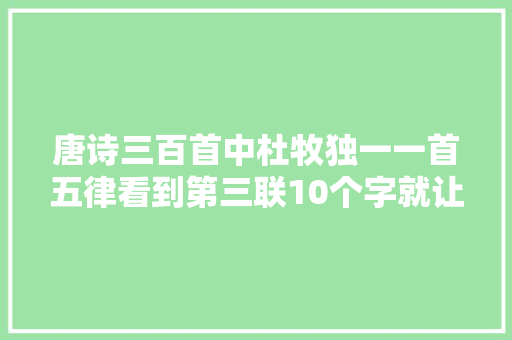唐诗三百首中杜牧独一一首五律看到第三联10个字就让人想家