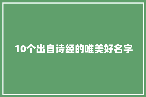 10个出自诗经的唯美好名字