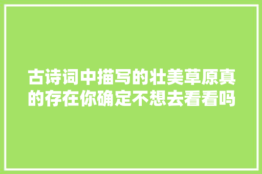 古诗词中描写的壮美草原真的存在你确定不想去看看吗。
