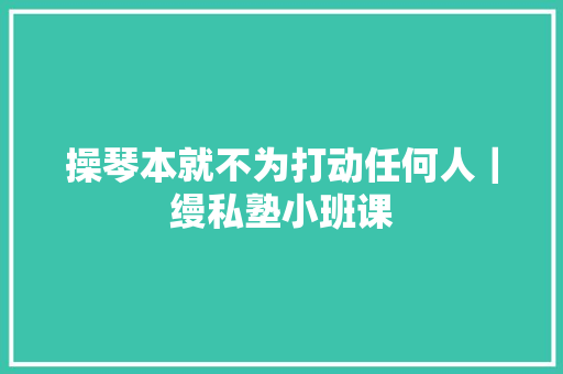 操琴本就不为打动任何人｜缦私塾小班课