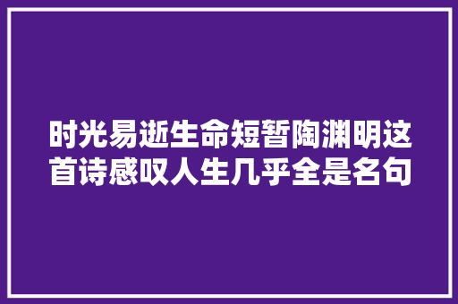 时光易逝生命短暂陶渊明这首诗感叹人生几乎全是名句