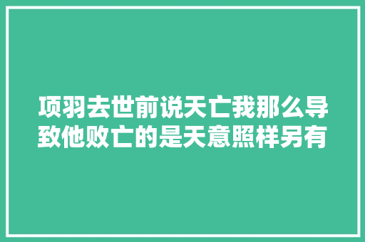 项羽去世前说天亡我那么导致他败亡的是天意照样另有原因