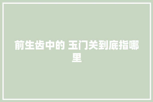 前生齿中的 玉门关到底指哪里