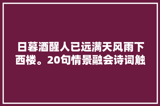 日暮酒醒人已远满天风雨下西楼。20句情景融会诗词触动心弦