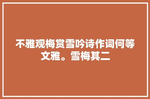 不雅观梅赏雪吟诗作词何等文雅。雪梅其二