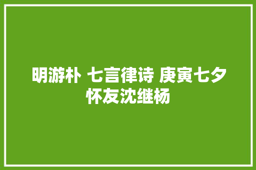 明游朴 七言律诗 庚寅七夕怀友沈继杨